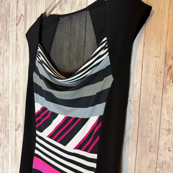 Joseph Ribkoff Contrast Multicolor Mesh Back Sleeveless Sheath Dress - Picture 4 of 7